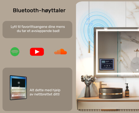 Avrundet Moderne LED Speil med iPad Displine L141 Ramme #4