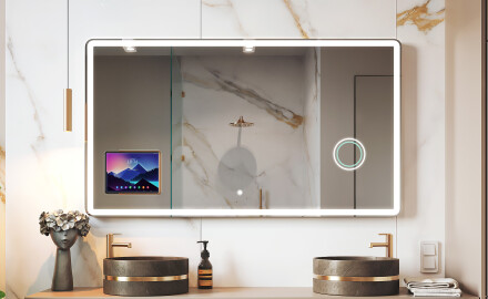 Avrundet Moderne LED Speil med iPad Displine L141 Ramme
