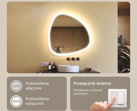 Dizainera LED vannas istabas spogulis 120x70cm ar aukstu LED krāsu 7000K, siltu krāsu 3000K vai neitrālu krāsu 4500K #5