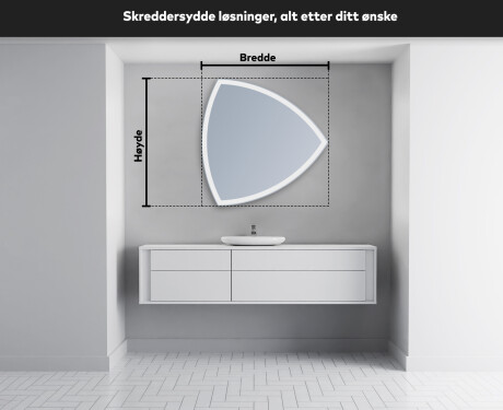 Asymmetrisk speil med LED lys T222 #3
