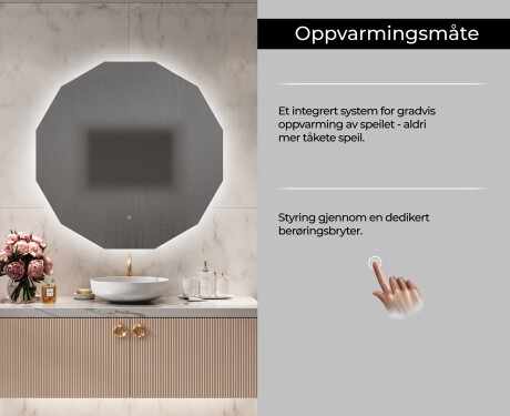 Rundt Speil Til Bad Med Lys L112 #8