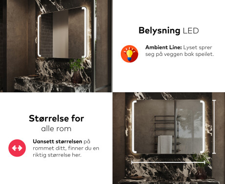 Baderomsspeil Med Lys L144 #5