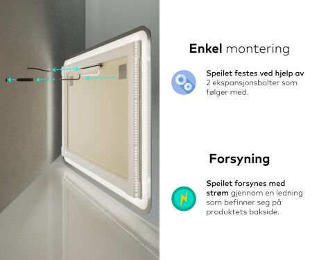 Baderomsspeil Med Lys L147 #10